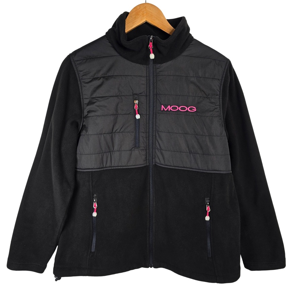 UltraClub Fleece Jacket Women's L Black Full Zip Quilted Lightweight‎ Coat